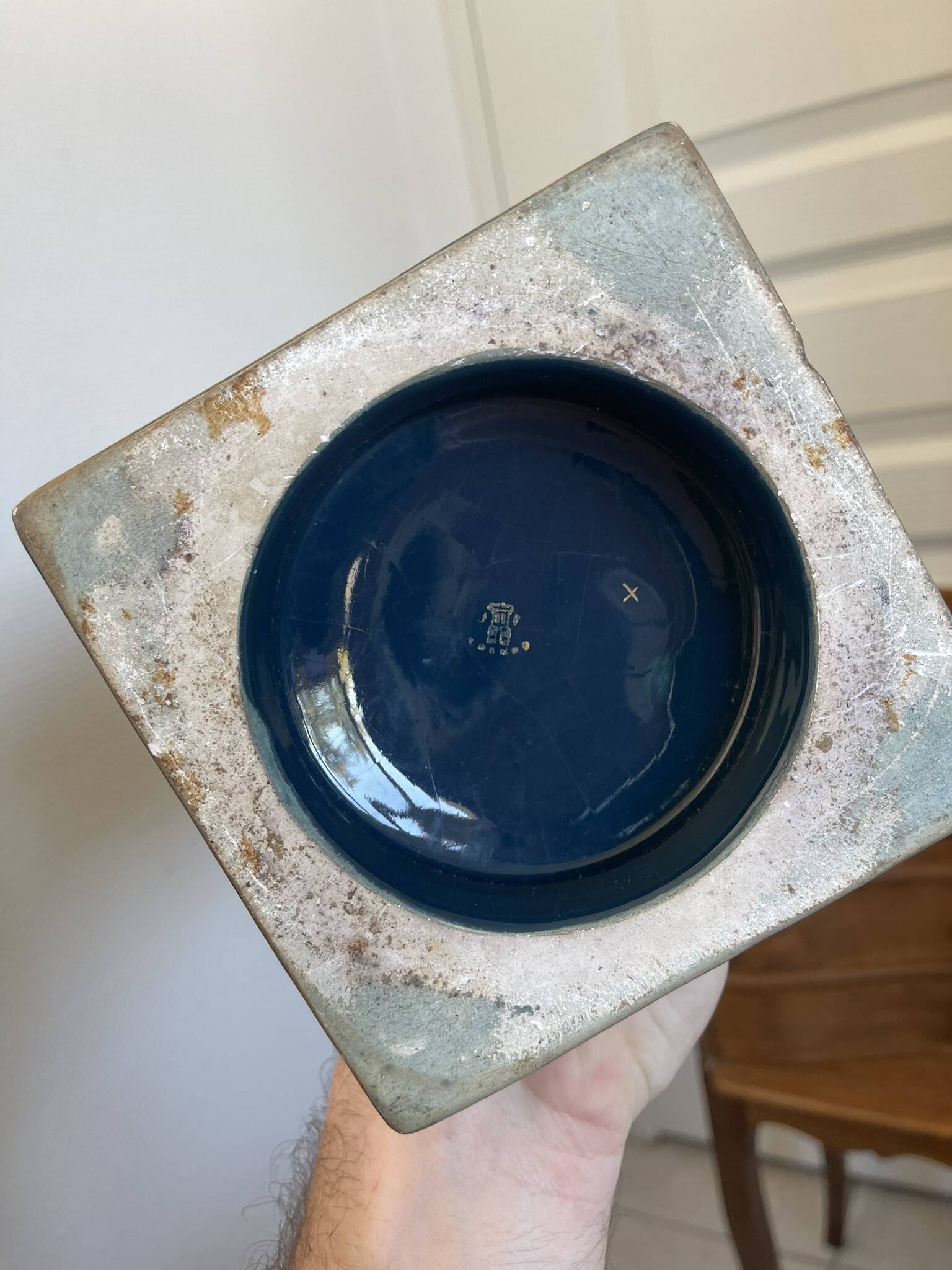 Antique large empire vase blue & gold jaguet pinon 40cm 2.6kg