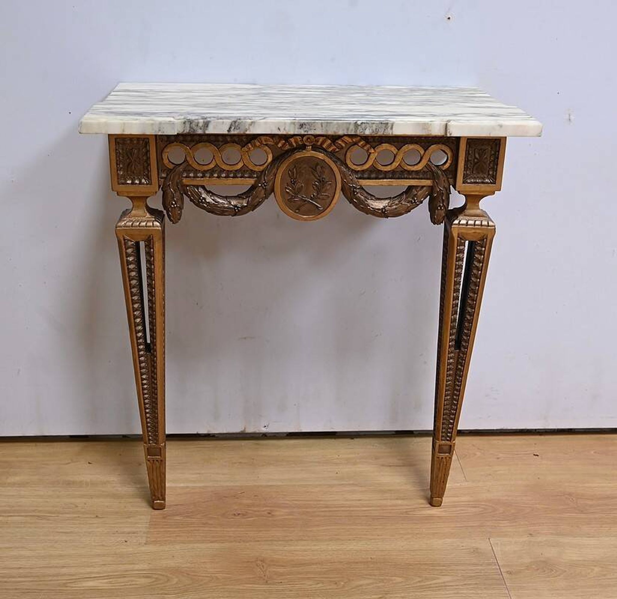 Small Carved Wood Wall Console, Louis XVI style, Napoleon III period – Mid-19th century