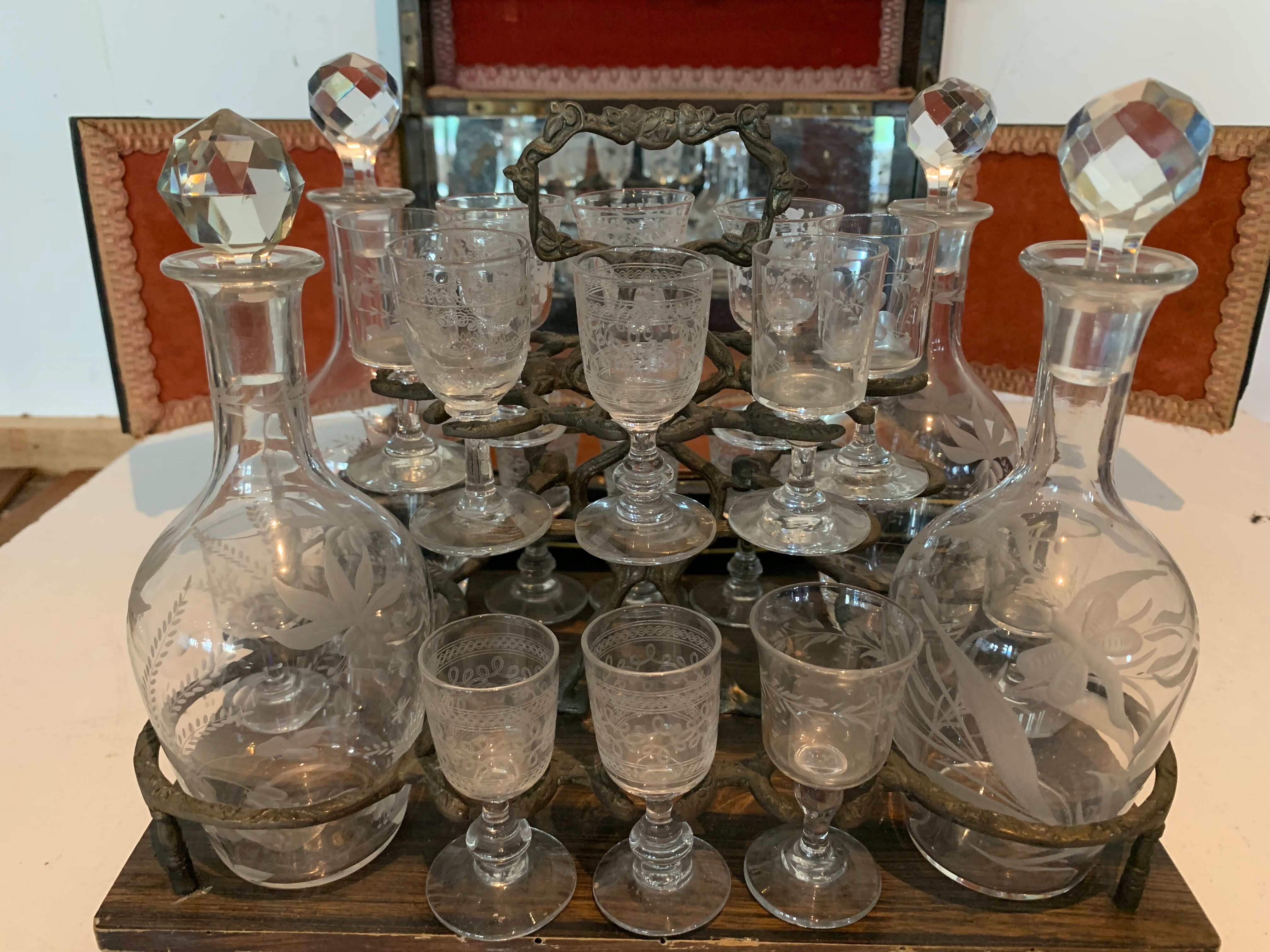 Cellar A Liqueur Complete Boulle Box Napoleon III Box Marquetry XIX Century