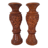 Candle holder / Vase in carved solid wood