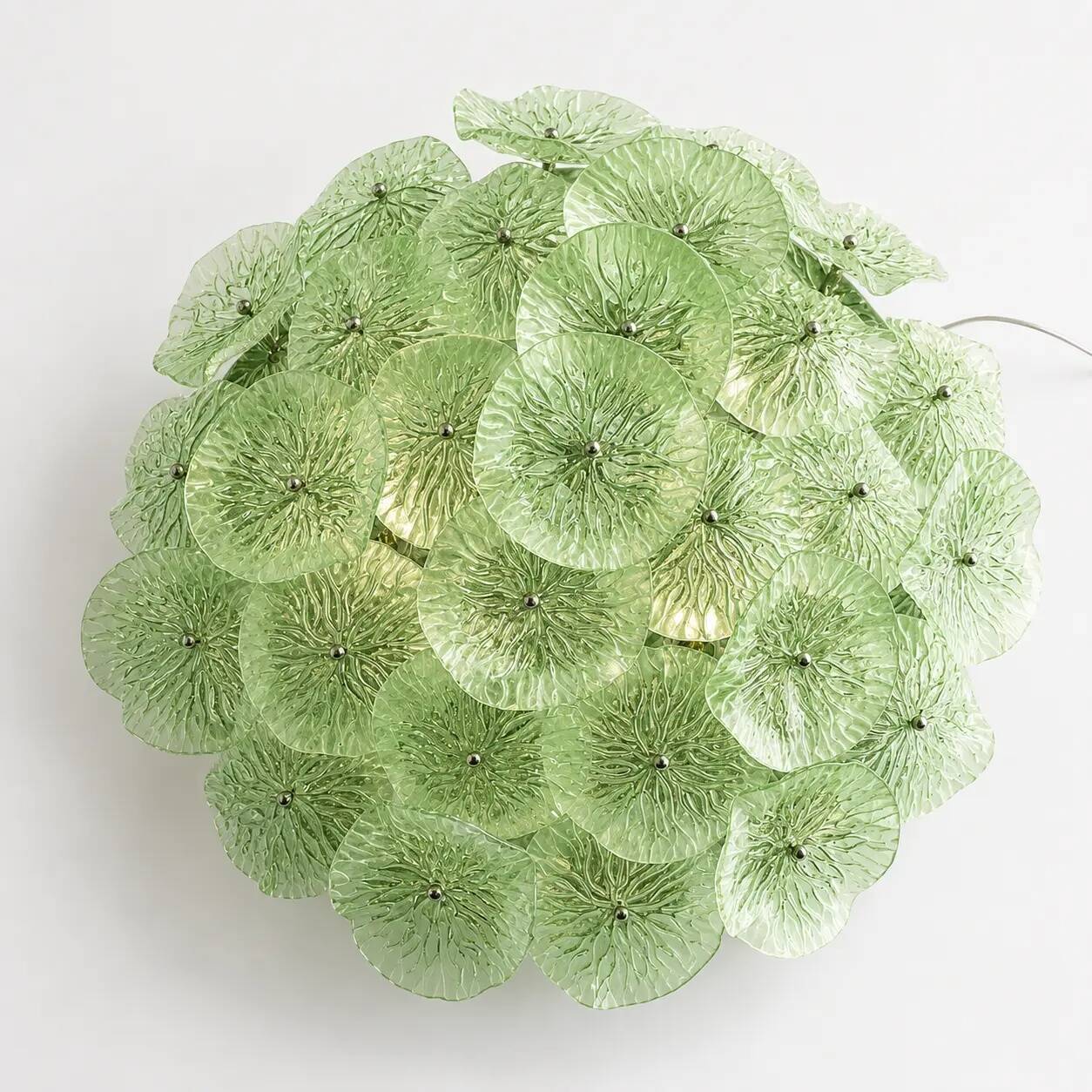 Contemporary Floreal Green Murano Glass Flush Mount by Simoeng