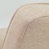 Vintage pair armchair, oak wood, wool upholstery, fully refurbished