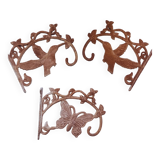 Set of 3 pretty cast iron hooks