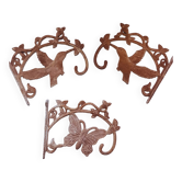 Set of 3 pretty cast iron hooks