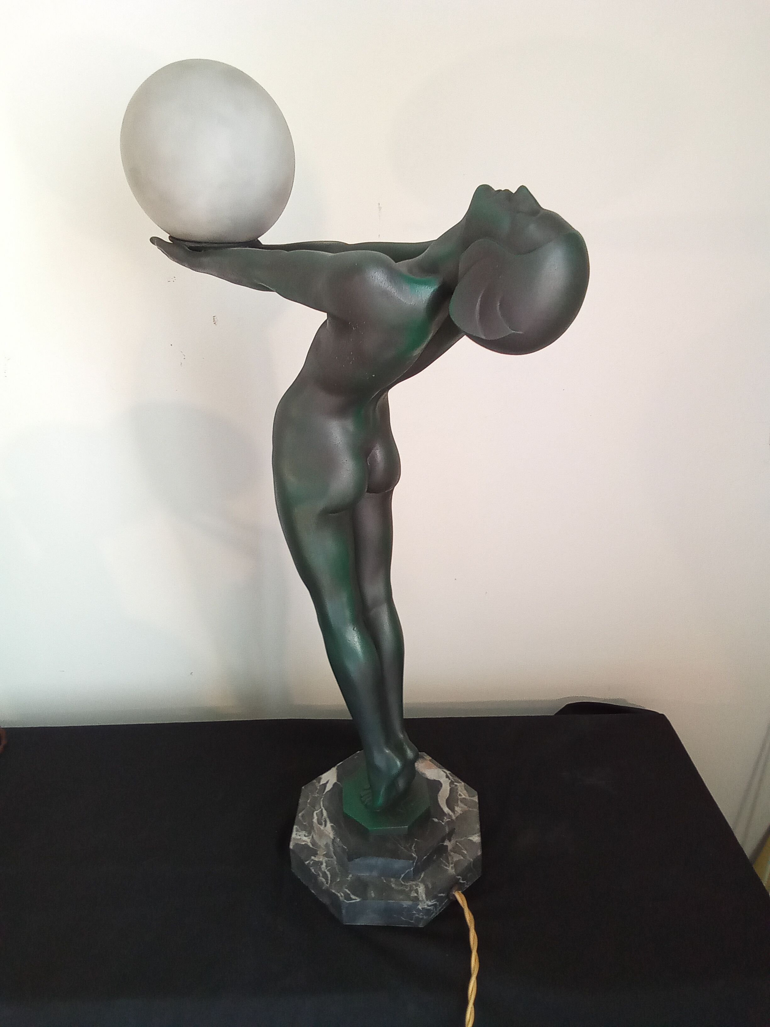 Max Le Verrier Large Art Deco lamp model "Lumina" 64 CM