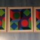 Vintage Optical Art Triptych - Victor Vasarely - 3 Frames 30x30cm