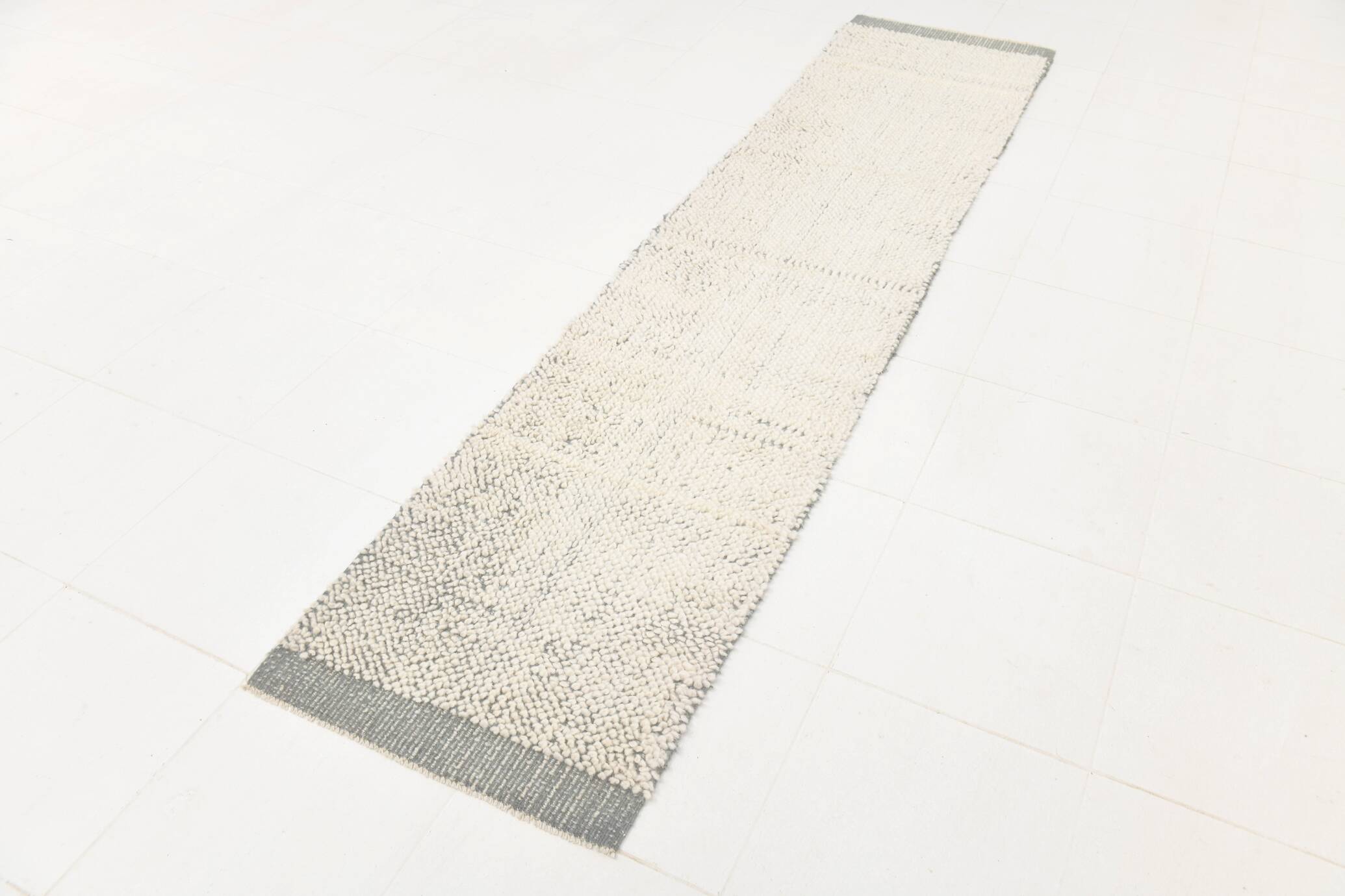 2x9 Moroccan Gray Beige Moroccan Runner Rug, 60x290Cm