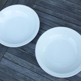 Paire de plats creux blancs Longwy Granit 34cms