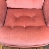 Pair of pink velvet toad armchairs, 1970s