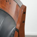 Black leather Art Deco design armchair in good condition