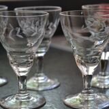 8 small old chiseled glasses