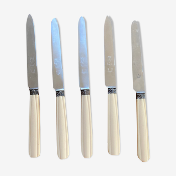 Série de 6 couteaux à dessert en bakélite Art Déco