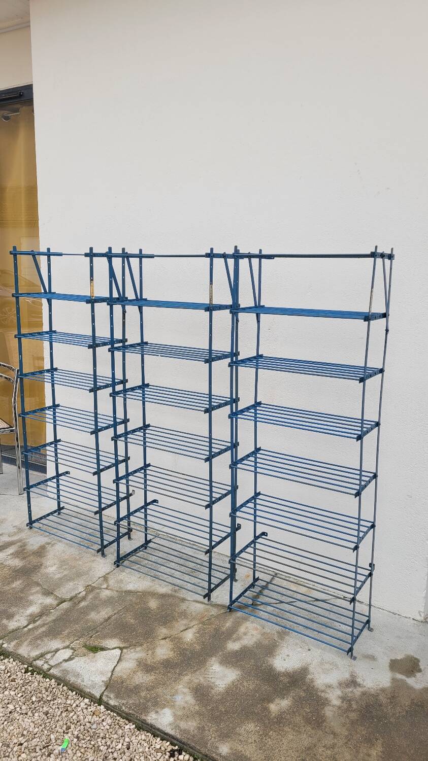 Set of 3 Rigidex iron storage locker shelves 1950s