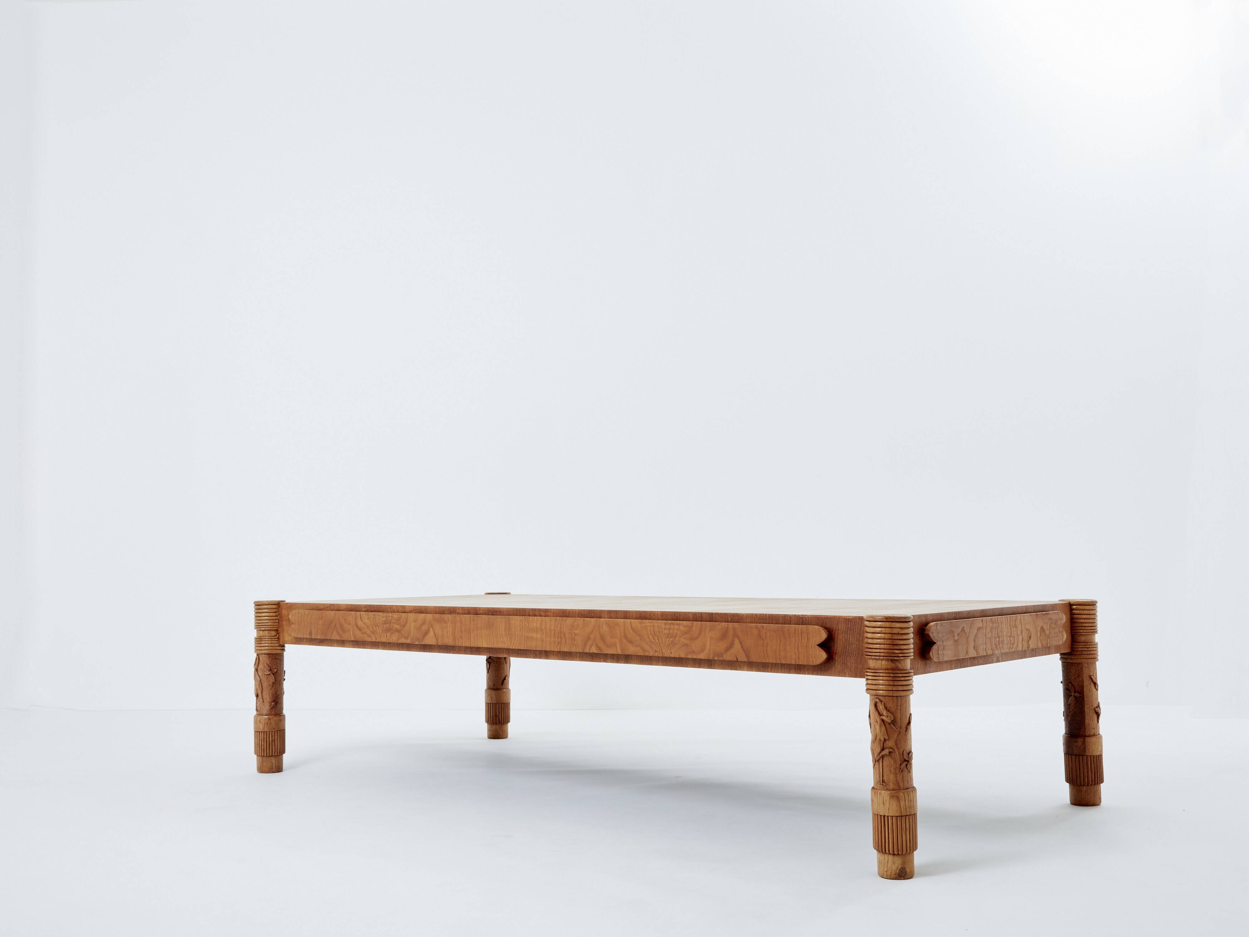 Large modernist curly ash coffee table by Pier Luigi Colli 1950