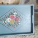 Hand-painted blue wooden tray