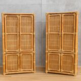 Vintage bamboo and rattan cabinet or storage unit