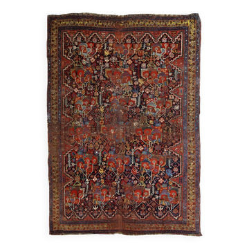 Handmade antique collectible Persian Khamseh rug 4.9' x 6.4' (149cm x 195cm) 1840s - 1B663