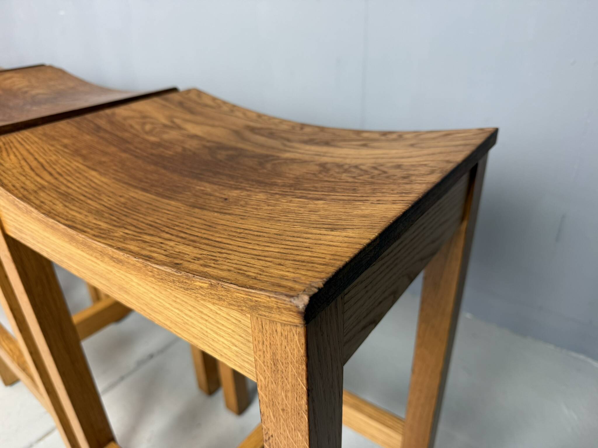 Set of 2 Japandi oak stools by Jonas Lindvall for David Design 1990s