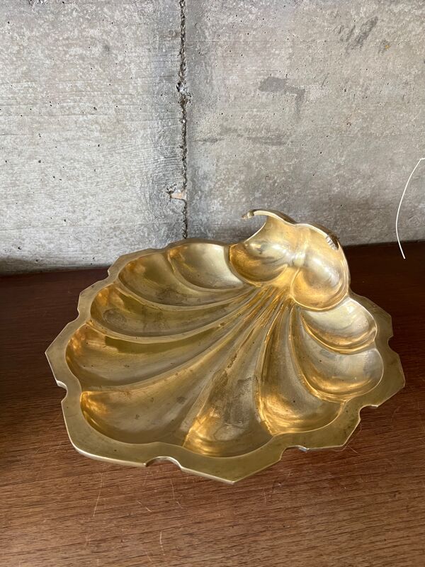 Vide poche coquille saint-jacques en laiton des années 50