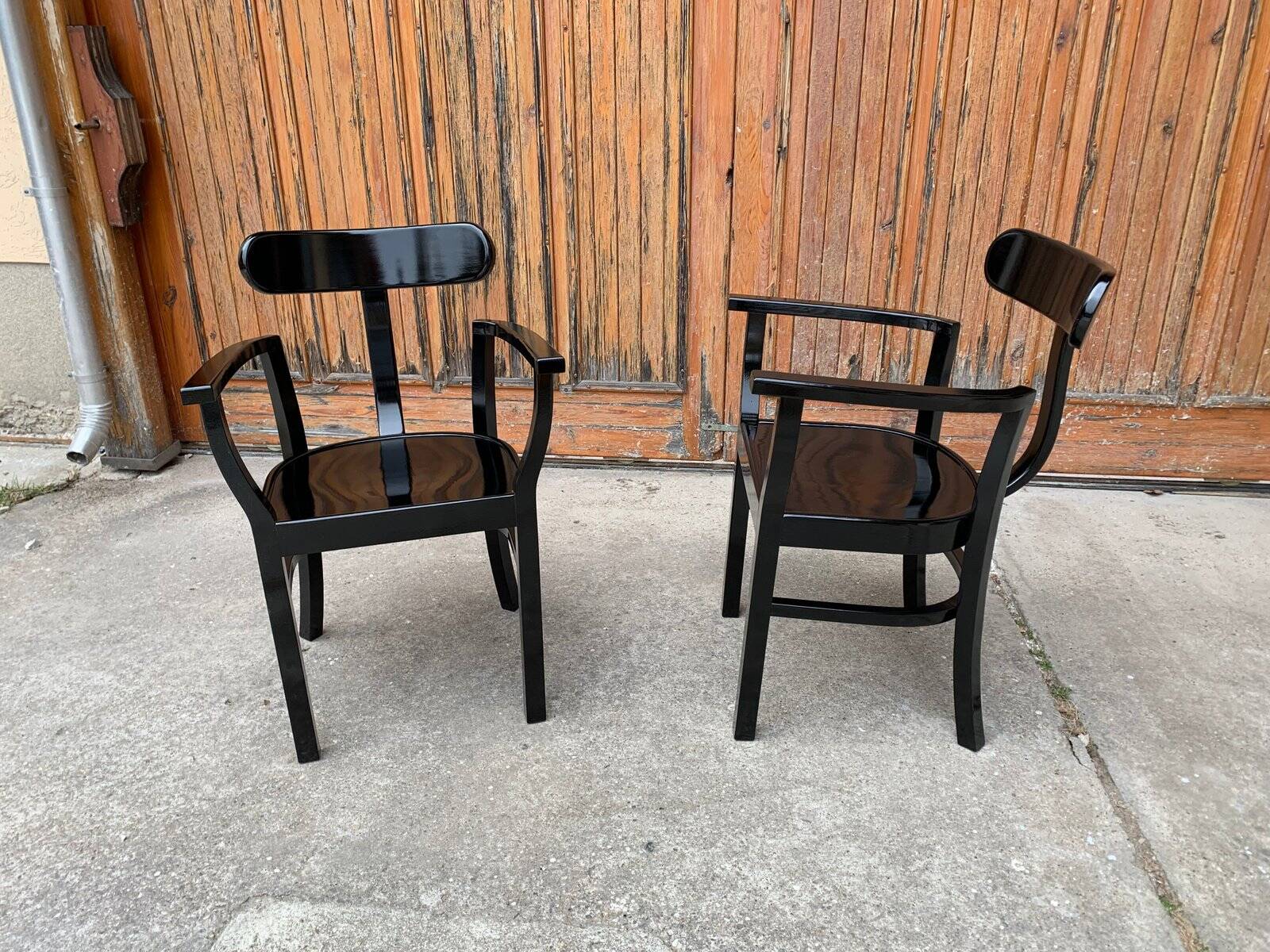 Paire de chaises Art Déco en bois laqué noir par Lajos Kozma, 1920s