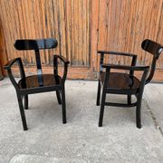 Pair of Art Deco chairs in black lacquered wood by Lajos Kozma, 1920s