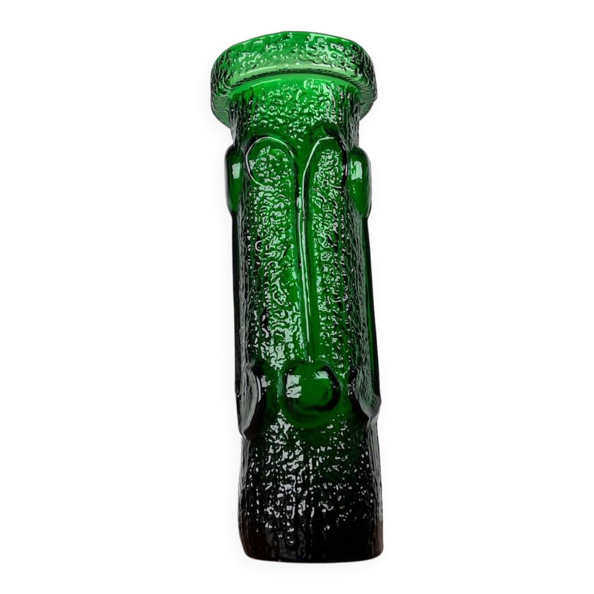 Mid-century modern green Italian glass vase by Wayne Husted for Stelvia, 1970s.
