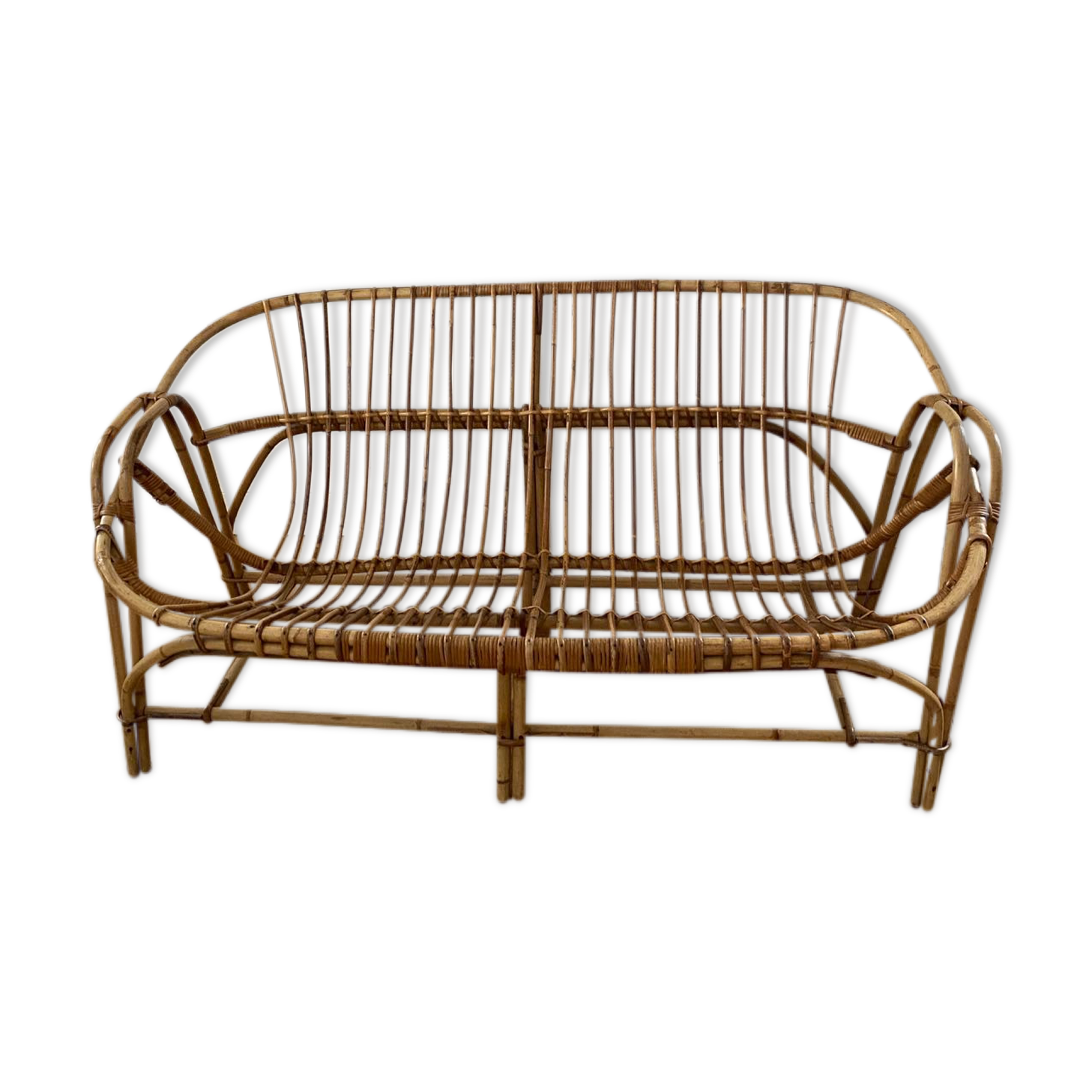 Vintage rattan bench