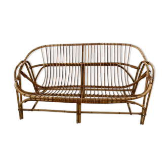 Vintage rattan bench