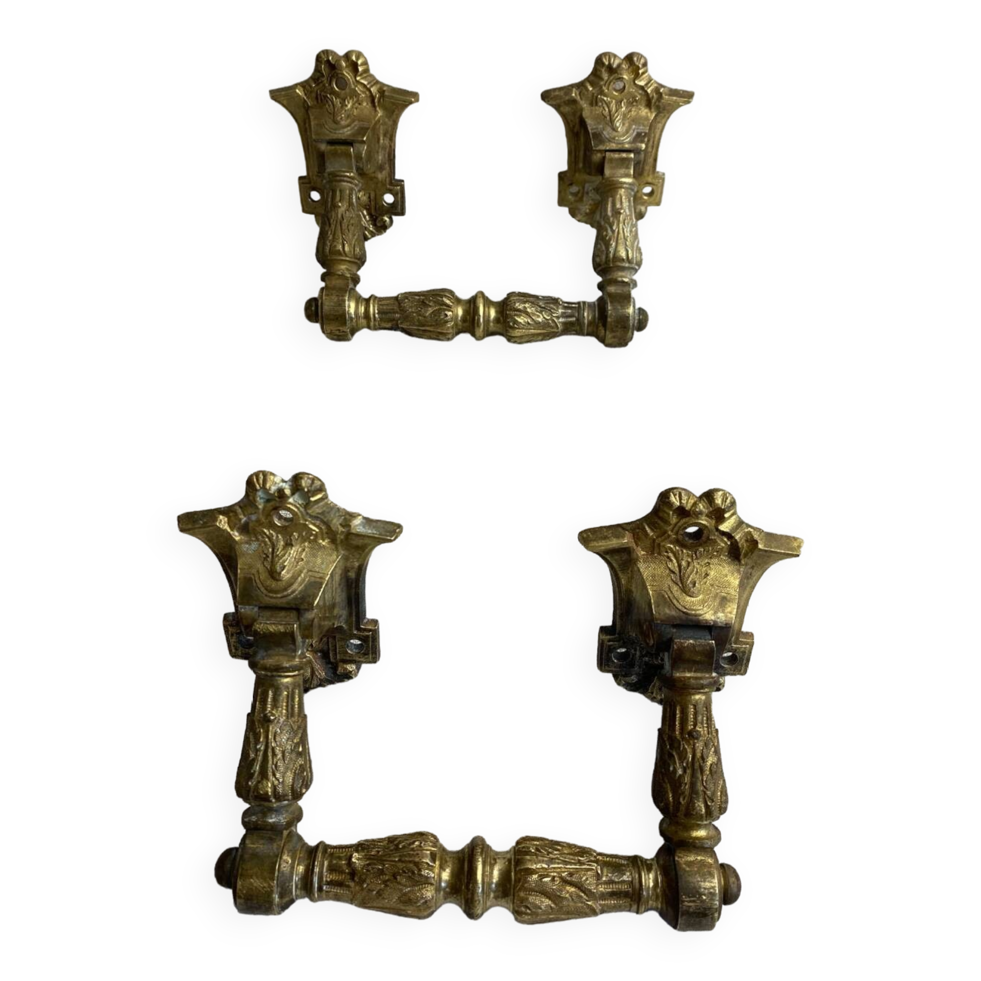 Articulated bronze handles
