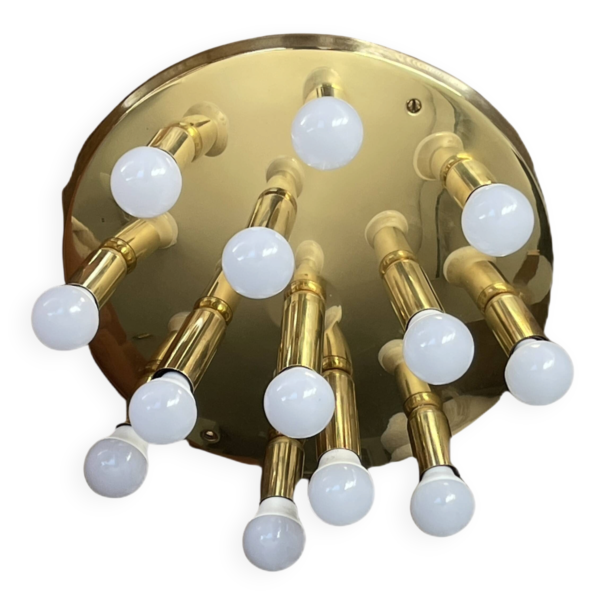 Brass ceiling light with 13 lights – TZ Leuchten, Germany, 1980