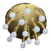 Brass ceiling light with 13 lights – TZ Leuchten, Germany, 1980