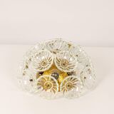 Sputnik ceiling light in floral glass and brass, Germany, 1960s.