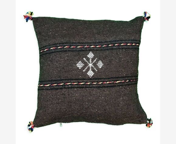 Coussin berbère chocolat liséré