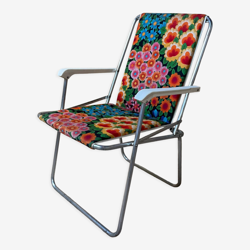 Fauteuil de camping pliable, motif fleurs multicolor | Selency