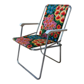 Foldable camping chair, multicolor flower pattern