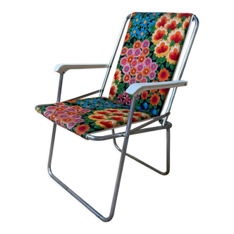 Fauteuil de camping pliable, motif fleurs multicolor