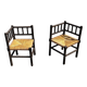 Paire de chaises fauteuils bobbin coin du feu angle