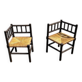 Pair of Bobbin armchairs, corner fire seat, corner