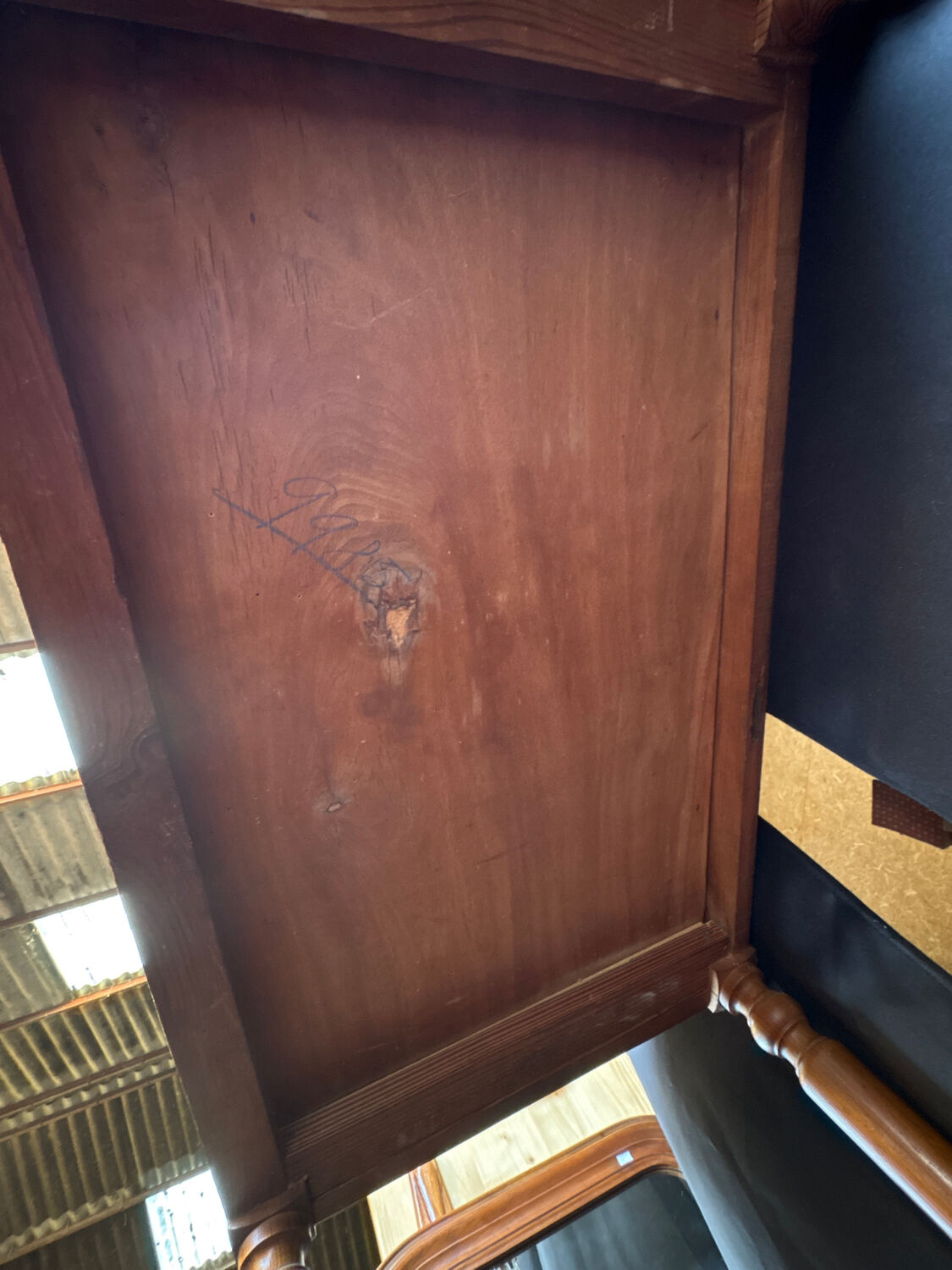 Small solid wood desk with a drawer.