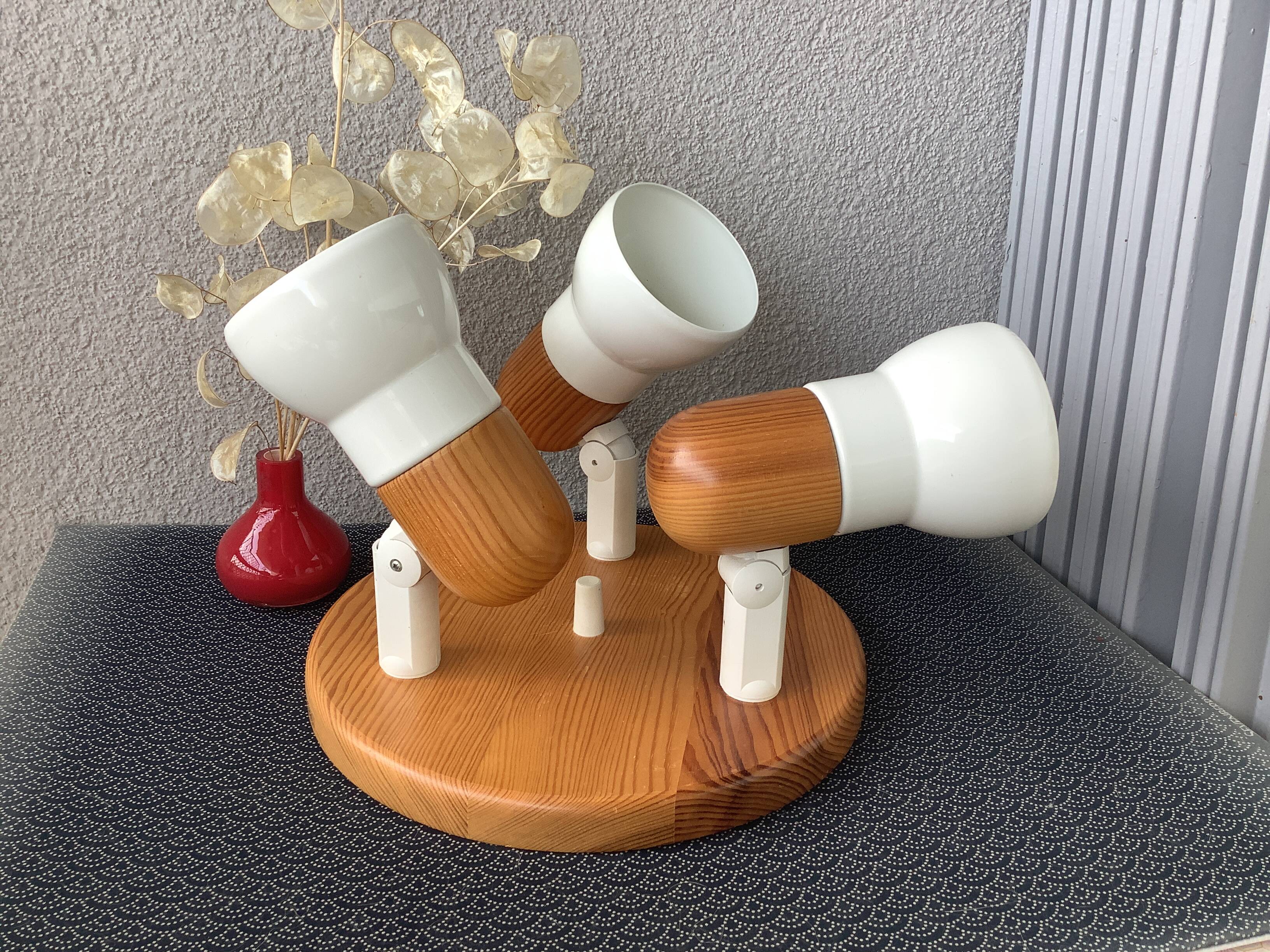 Massive vintage 80' wooden ceiling spotlights - Scandinavian design