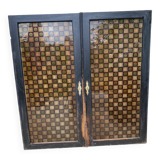 Double wood and glass closet doors