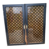 Double wood and glass closet doors