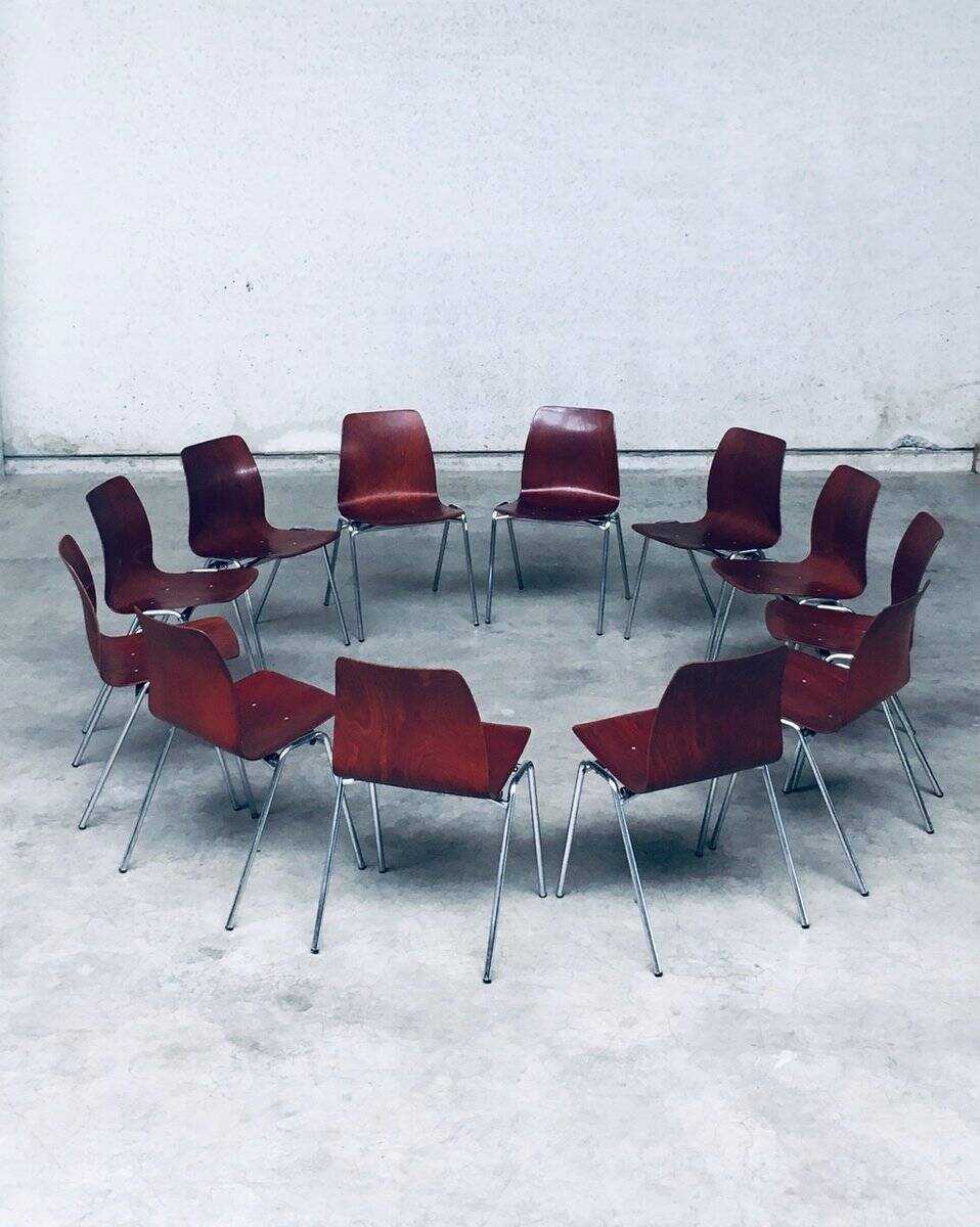 Mid-Century Design Stacking Chairs by Elmar Flötotto for Pagholz, Germany, 1960s, Set of 12