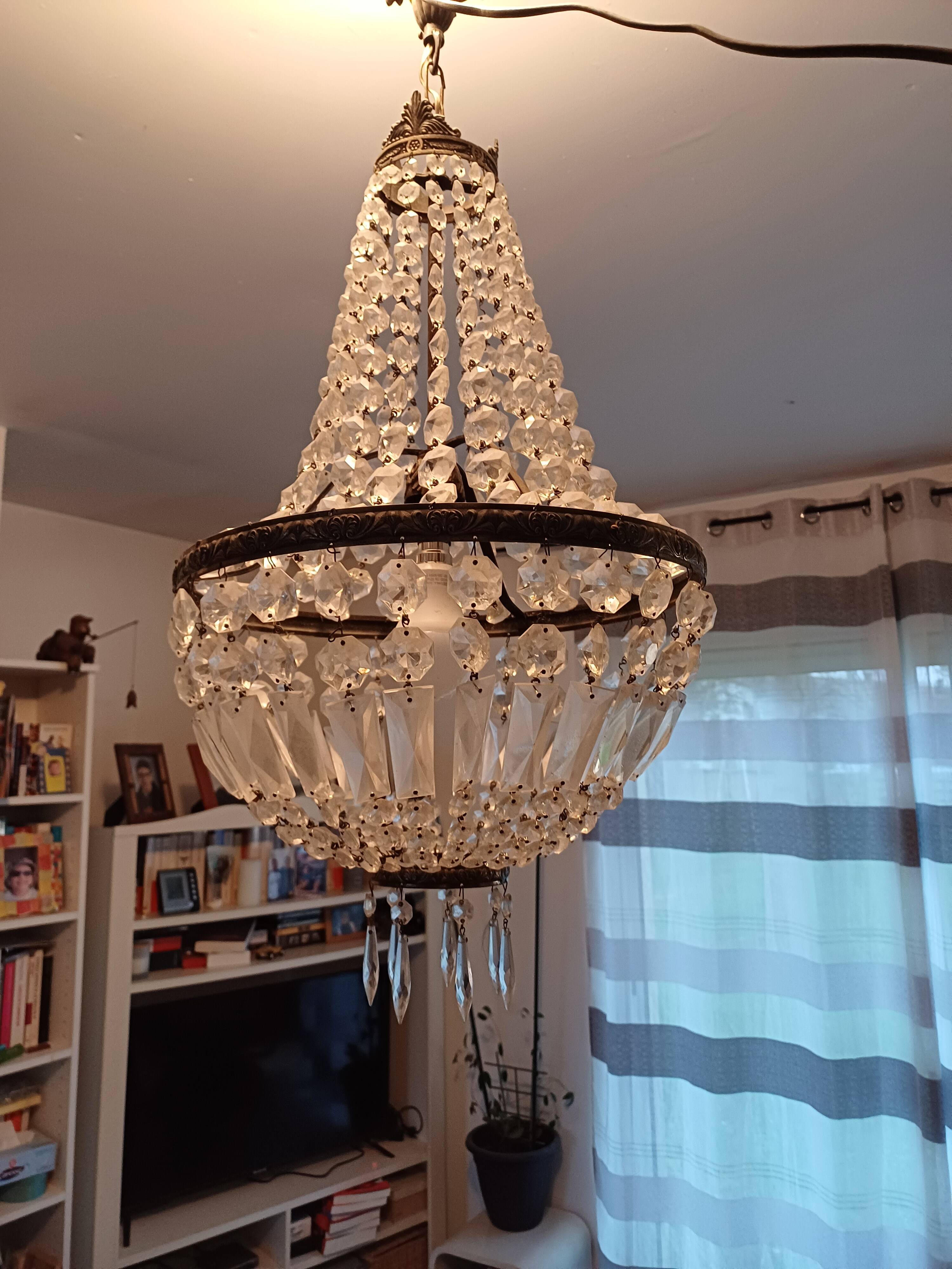 Crystal and Brass Hot Air Balloon Tassel Chandelier