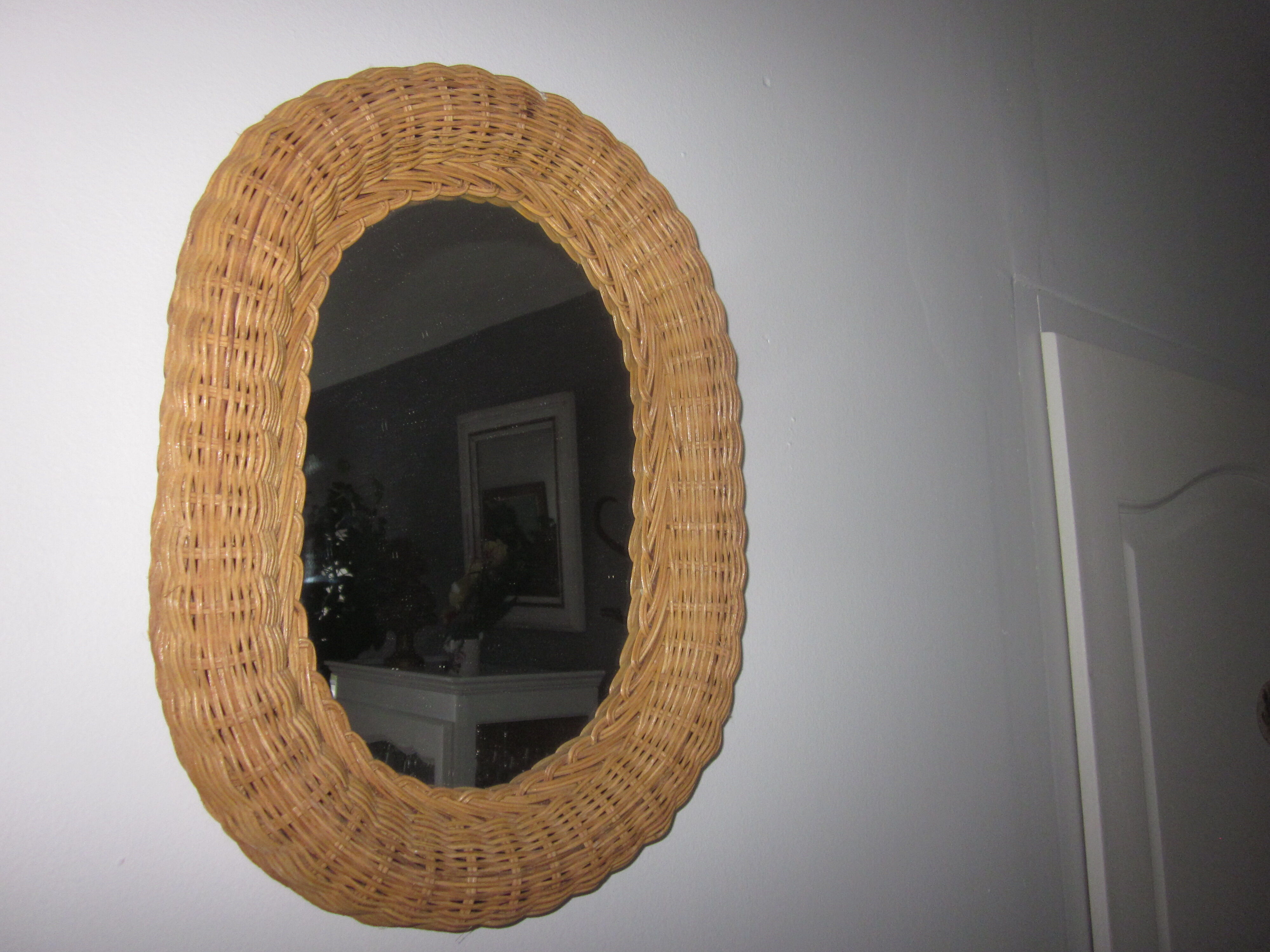 Vintage rattan mirror