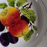 Round dish in Earthenware St Amand decorated with fruit apples and plums