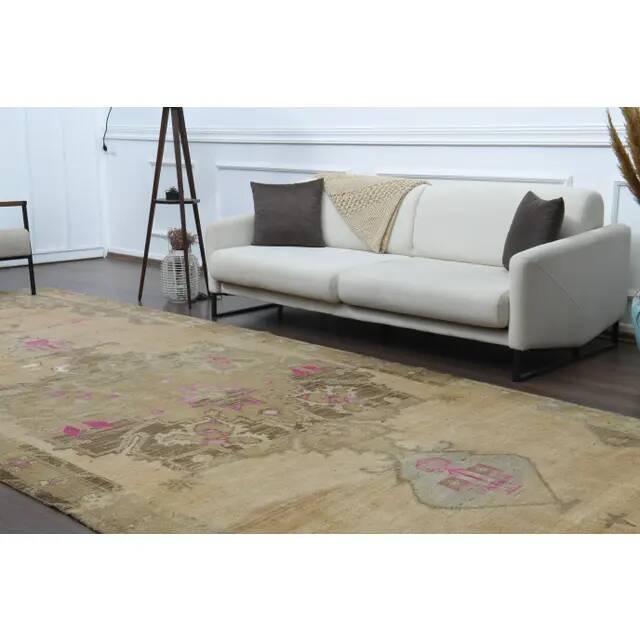 1970s Vintage Turkish Hand-Knotted Wool Cotton Orange Runner Rug 197x613
