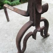 17th-18th Century Hand Forged Iron Dragon Gothic Andirons or Firedogs