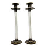 Lot de 2 bougeoirs en lucite Caravell, années 1970