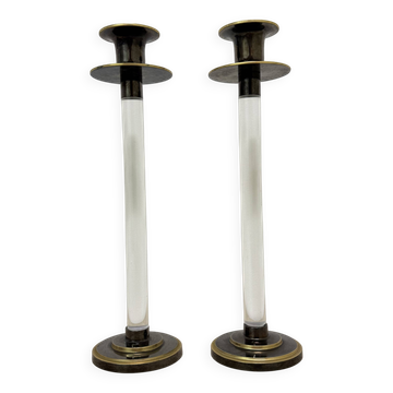 Set of 2 Caravell lucite candle sticks, 1970’s